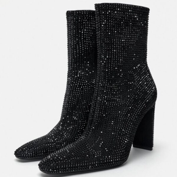 ZARA HIGH-HEEL ANKLE BOOTS WITH RHINESTONES - Image 3