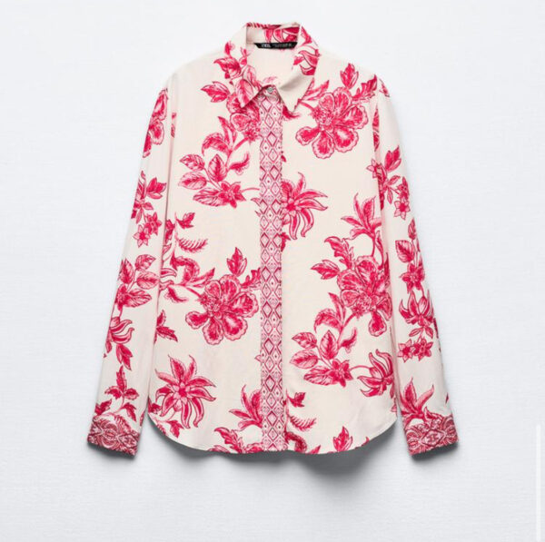 ZARA GREEK FLORAL PRINT SHIRT