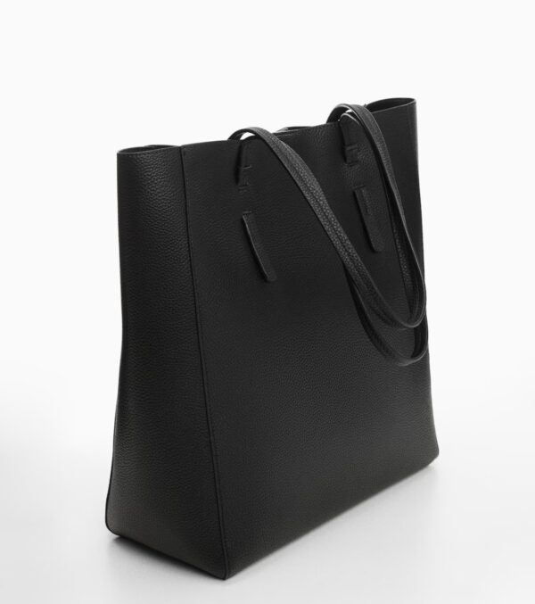 MANGO Deri görünümlü shopper çanta - Image 3