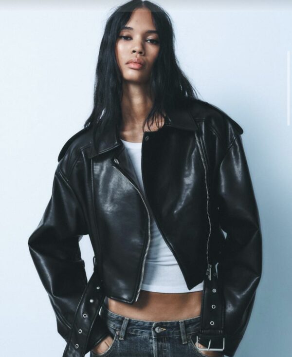 ZARA FAUX LEATHER CROPPED BIKER JACKET - Image 2