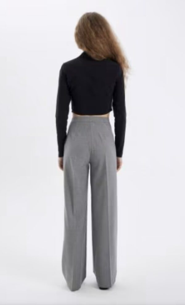 DEFACTO Standart Boy Pantolon Wide Leg Geniş Bol Paça Basic Düz Yüksek Bel - Image 3