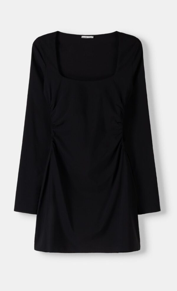 BERSHKA Uzun kollu bengalin mini elbise - Image 4