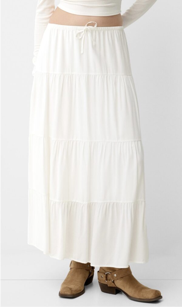 BERSHKA Beli lastikli midi etek - Image 2