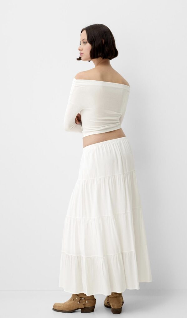 BERSHKA Beli lastikli midi etek - Image 3