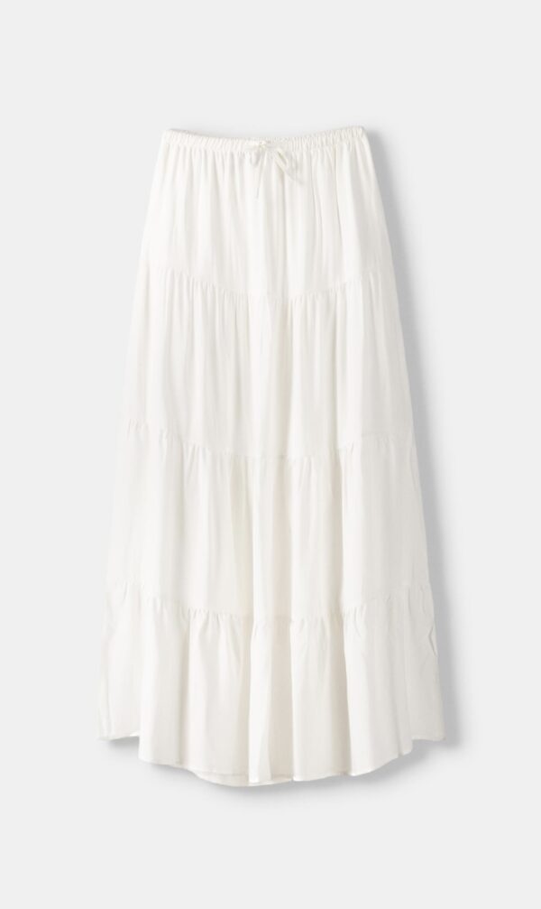 BERSHKA Beli lastikli midi etek - Image 4
