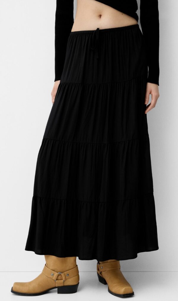 BERSHKA Beli lastikli midi etek - Image 5