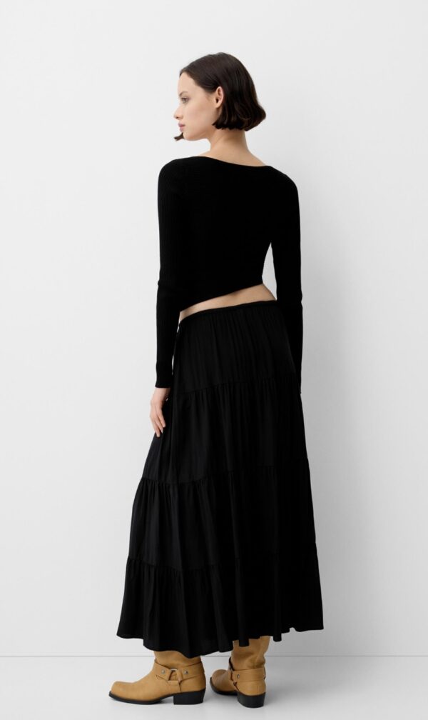 BERSHKA Beli lastikli midi etek - Image 6