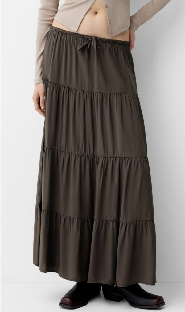 BERSHKA Beli lastikli midi etek - Image 9