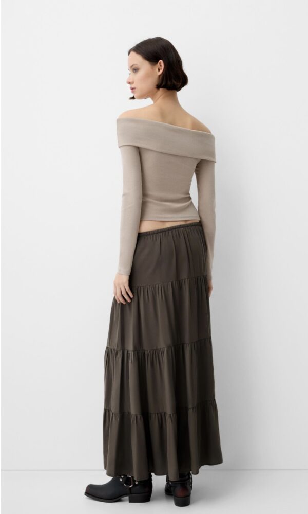 BERSHKA Beli lastikli midi etek - Image 10