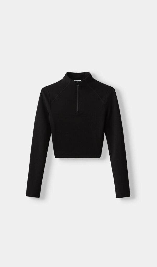 BERSHKA Fermuarl yumusak dokulu kazak - Image 4