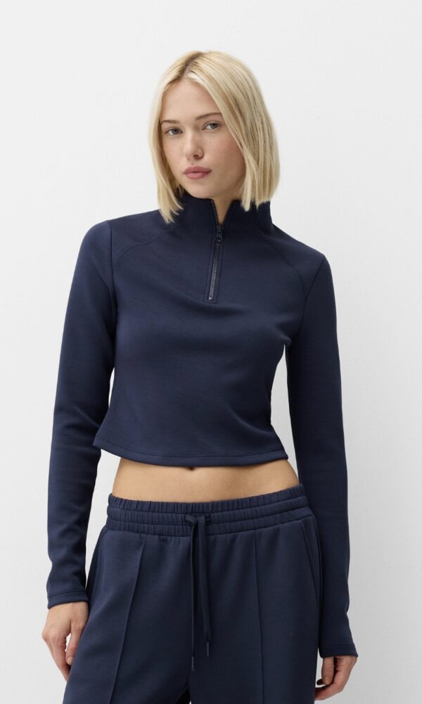 BERSHKA Fermuarl yumusak dokulu kazak - Image 5