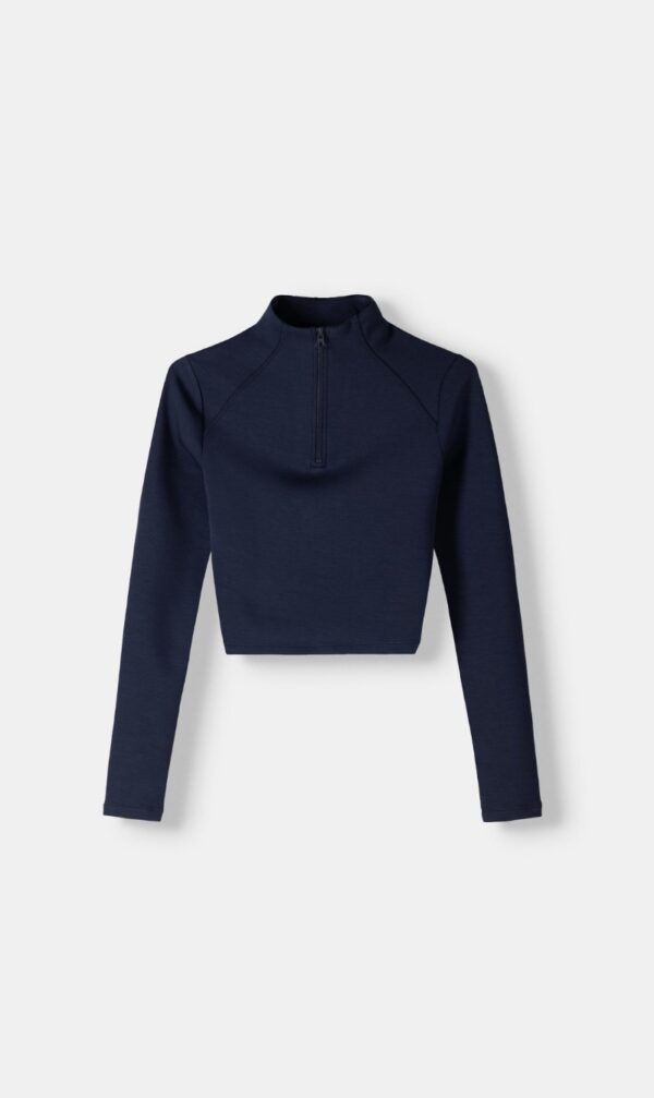 BERSHKA Fermuarl yumusak dokulu kazak - Image 7