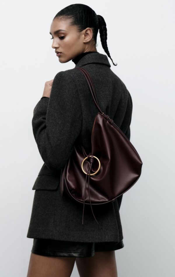 ZARA METAL DETAIL BUCKET SHOULDER BAG - Image 2