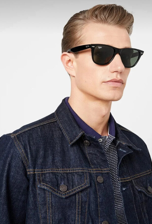RAY-BAN Rb2140 901 50wayfarer Siyah Kemik Yeşil Camlı Unisex Güneş Gözlüğü Rb 2140 901 - Image 3
